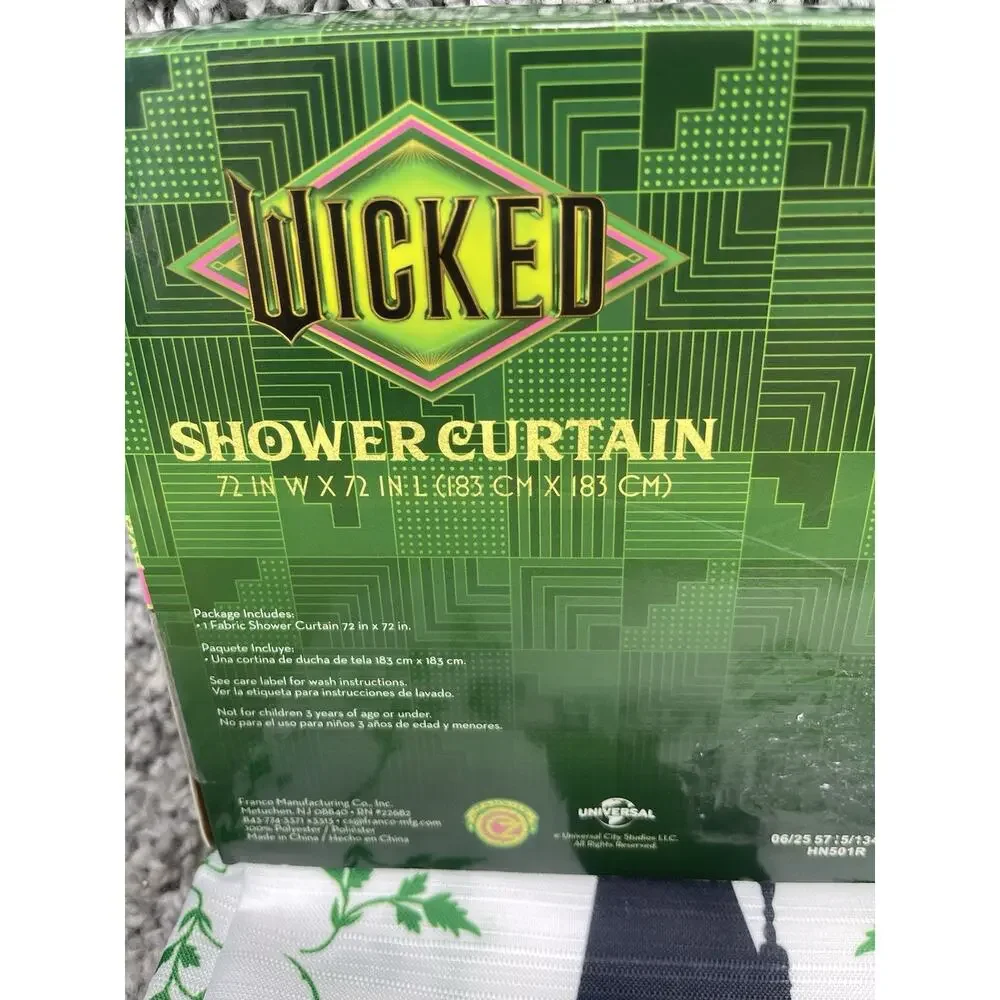 Wicked Shower Curtain 72x72 The Musical Elphaba Fabric Universal Bathroom New